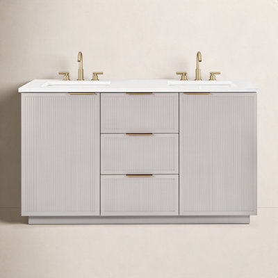 Aderyn 60" Pine Double Bathroom Vanity