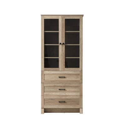 Armoire de rangement en verre pour salle de bain 28 pouces en chêne naturel