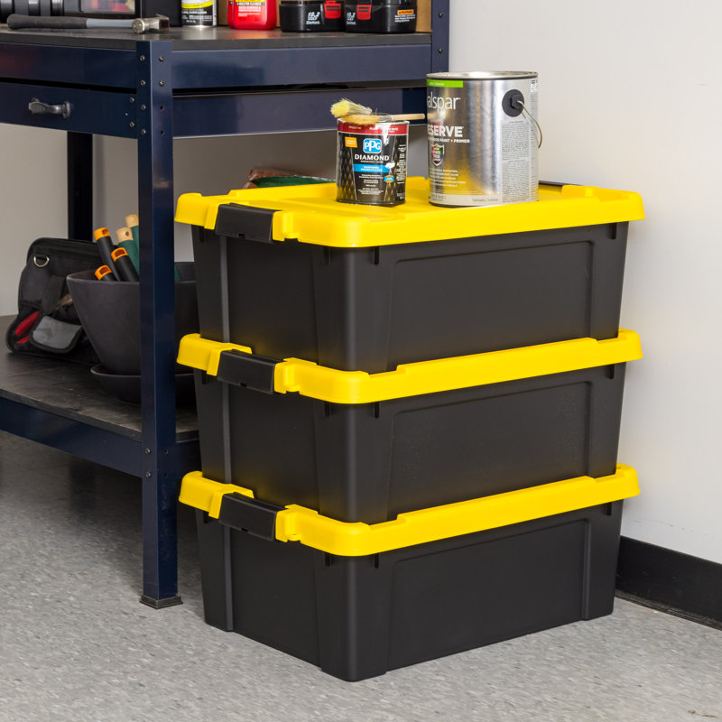 IRIS 48Qt./12 Gal. Sac de rangement robuste et empilable noir avec couvercle jaune