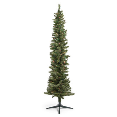 Home Heritage 7' Pencil Pine Prelit Artificial Christmas Tree 350 Colour Lights