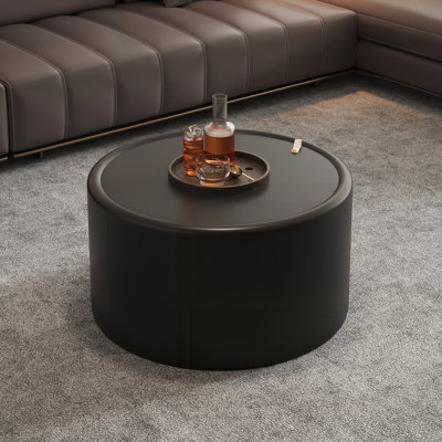 Round Coffee Table with Tempered Glass Top