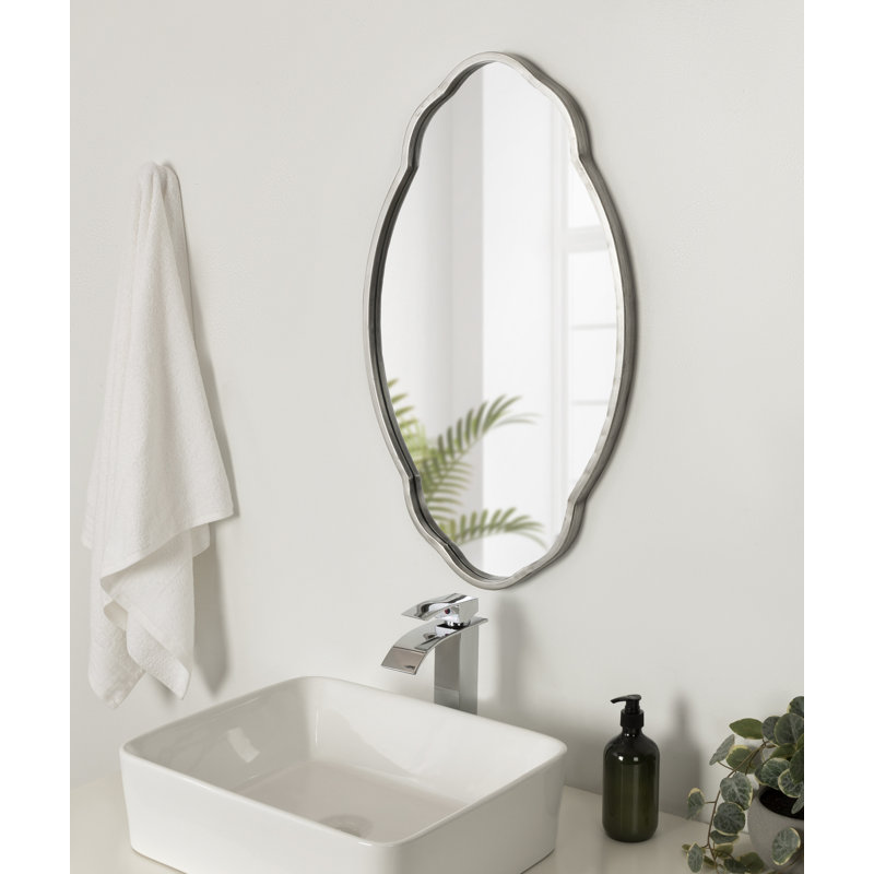 Audrys Oval Mirror, Antique Silver