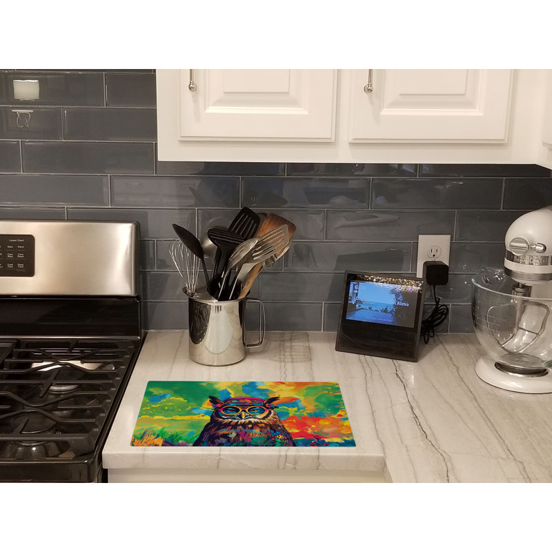 Hippie Animal Owl Glass Cutting Board