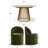 4 - Person Dining Table Sets With Extendabe Oval Table & 4 Upholstered Chenille Rolling Chairs-1685054944