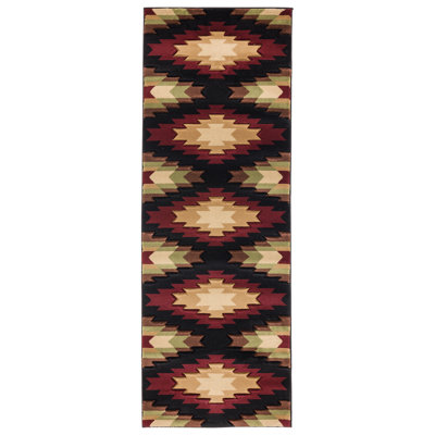 Tapis géométrique beige / bourgogne / noir Espino