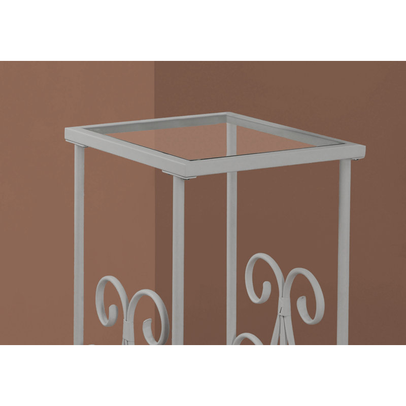 Sleek Silver Metal & Clear Glass Rectangular Accent Table