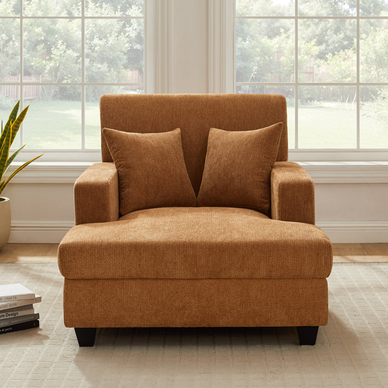 Chaise longue rembourrée en tissu 39,76 po, Chenille rustique