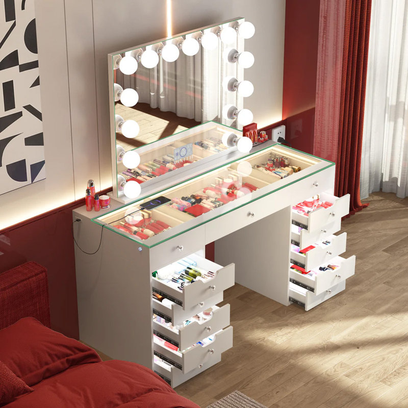 Ensemble de coiffeuse avec miroir de maquillage Hollywood
