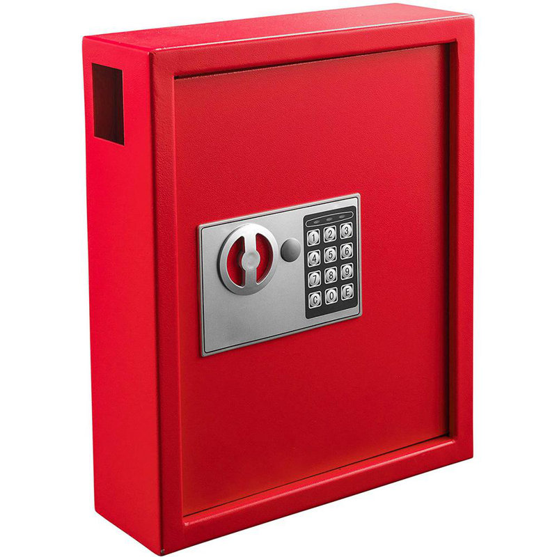40-Key Steel Digital Lock Key Cabinet, Red