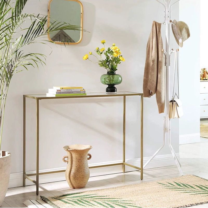 100cm Glass Top Console Table, Gold