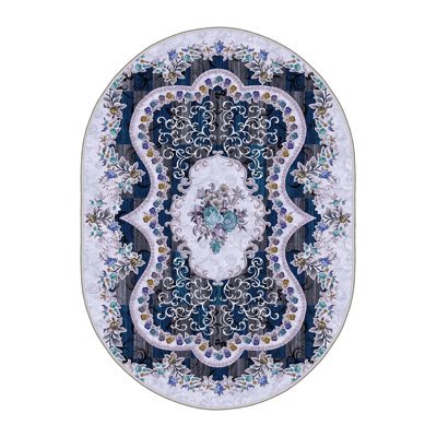 Elegant Hall Carpet, 2.6 x 9.8 Feet | 100% Polyester, 650 g/m², Pile Height: 0.3 Inches | Antibacterial, Non-Slip PVC Dot Underside | Machine Washable, 3D Digital Printing, Ideal for Modern Living Spaces