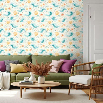 Tropical Peel and Stick Wallpaper Contact Paper Sunrise beach Cancun Self Adhesive and Removable 17.7in x 118in(45x300cm)