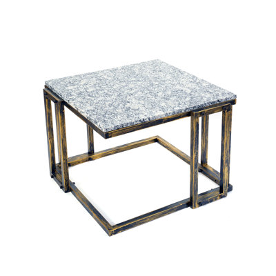 14.5" Granite Marble Black / Gold Plant Stand