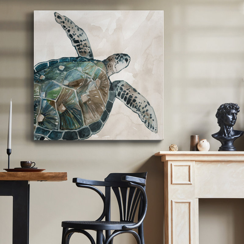 Toile tendue avec motif de tortue de mer neutre I-Premium Gallery - prête à être accrochée