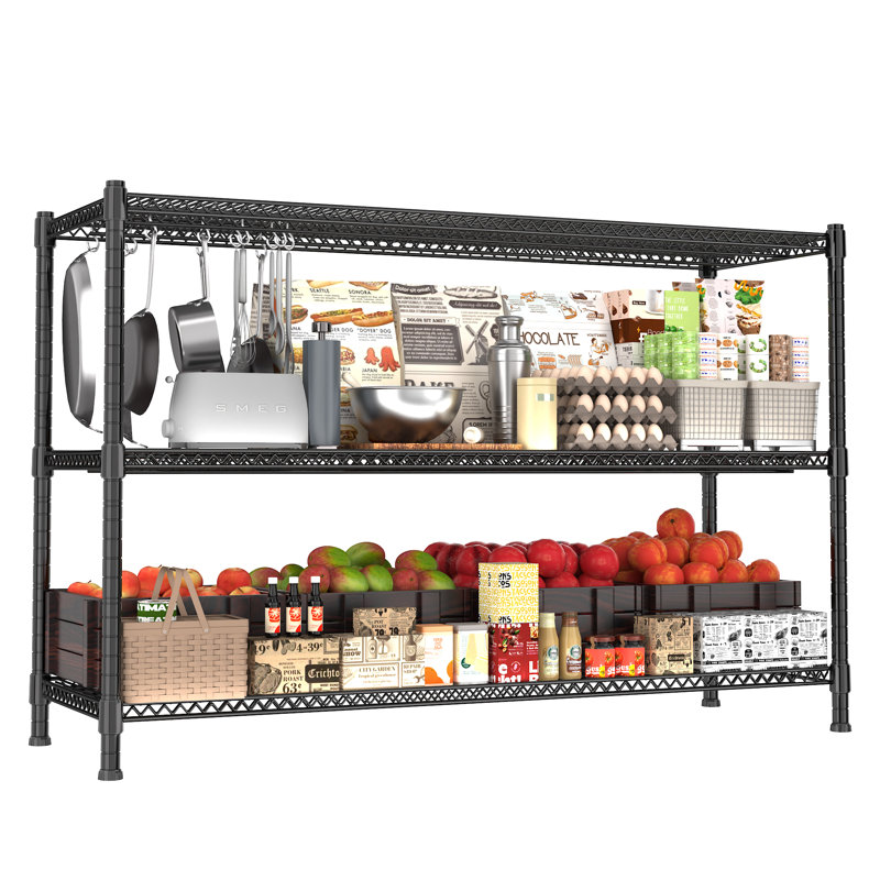 Support en fil d'acier robuste réglable à 3 niveaux 59,6 po x 24 po x 47,6 po, H 47,6 po x l 59,6 po x P 24 po