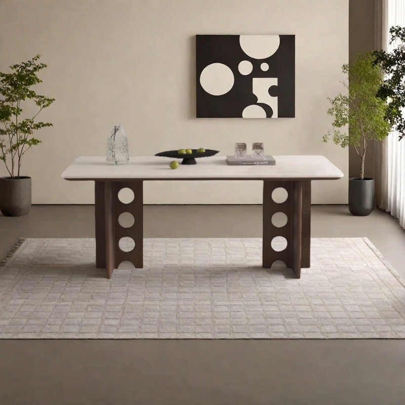Table de salle à manger Thick, Beige clair, H 29,5 po x L 62,9 po x l 31,4 po, Beurre