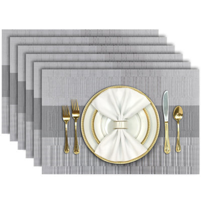 6-Pack Woven Placemats - PVC Vinyl Table Mats, Heat Resistant Stain Resistant Easy to Clean