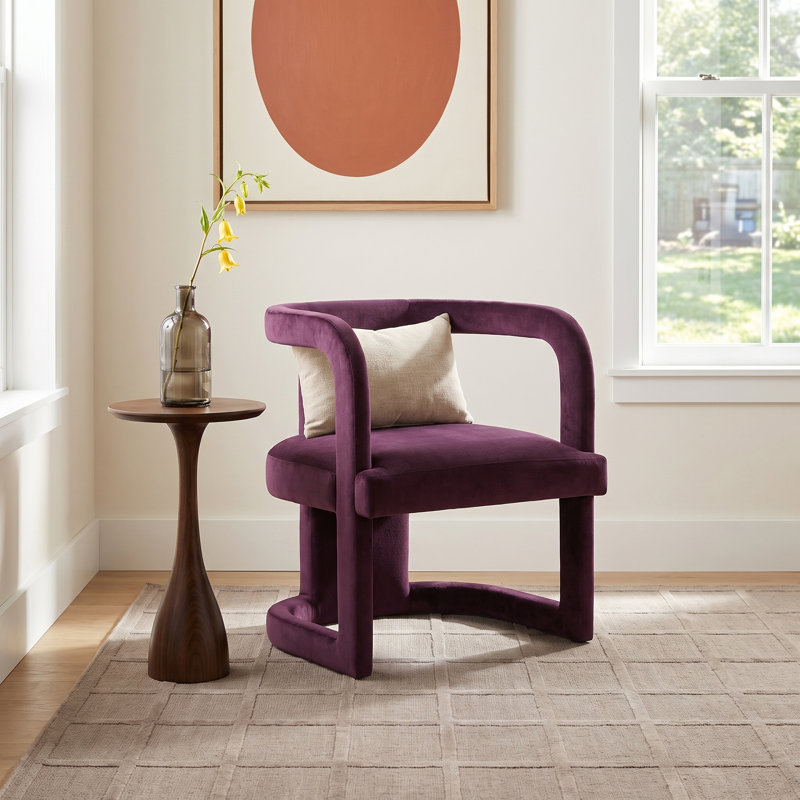 Nolita Velvet Barrel Chair, Stax Plum Performance Velvet