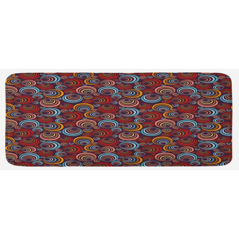 Tapis de cuisine circulaire à motif géométrique rond avec tourbillons
