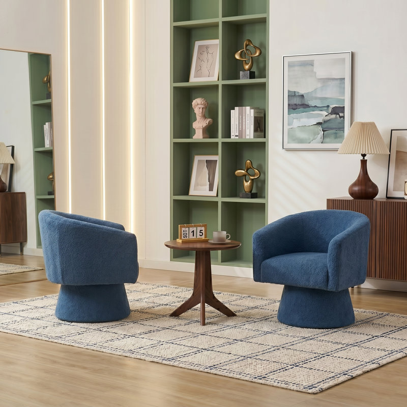 Fauteuil demi-tonneau pivotant rembourré Caleigha, Polyester marine