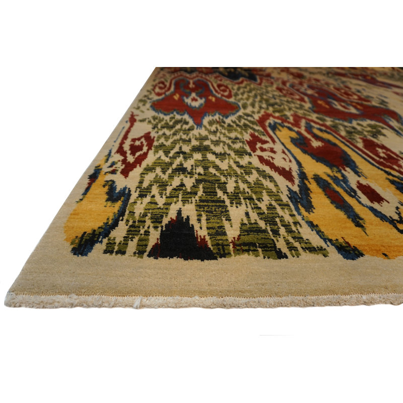 Jazz Hand Knotted Wool Area Rug in Ivory