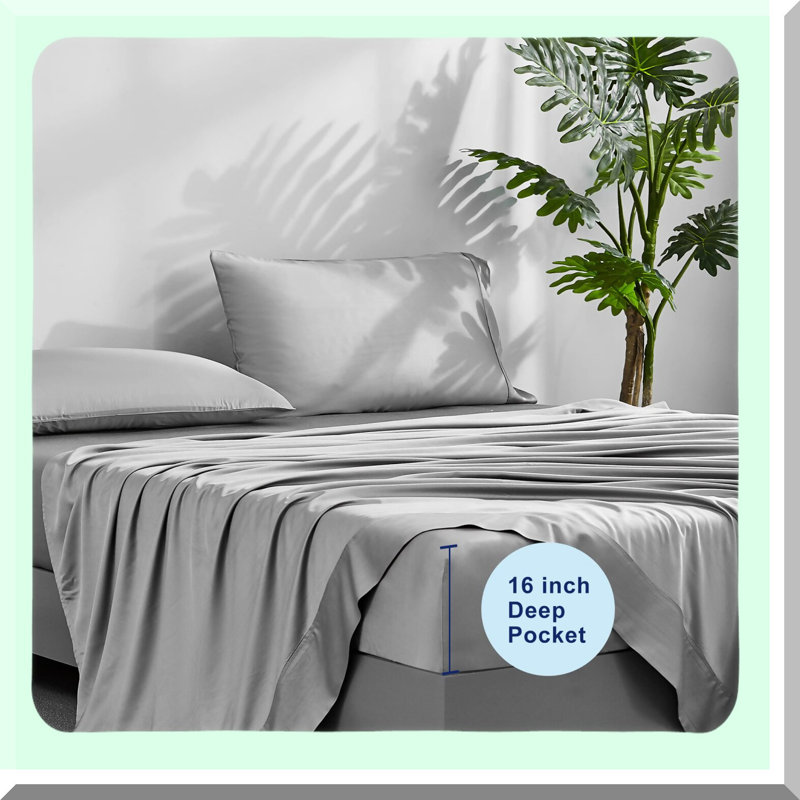 Rayon From Bamboo Cool Twin Size Grey Sheets - Luxury Hotel Sheet Set for Twin Size Bed, Super Soft & Breathable Bedding with Deep Pockets - 100% Rayon From Bamboo Cooling Sheets