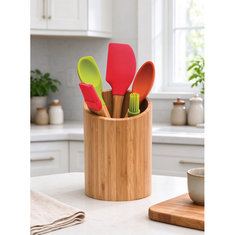 Bamboo Cylinder Utensil Crock