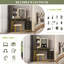 Makeup Vanity with Tri-Color Dimmable Light Mirror, Charge Station, 5-Drawer Sub-Cabinet, Soft Stool-823770324