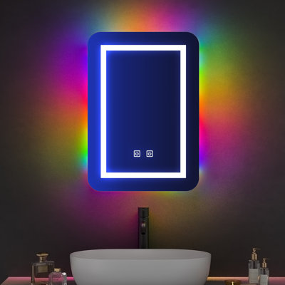 23.6×16.5 Medicine Cabinet With Lights, Bathroom Medicine Cabinet With RGB Backlit+front LED Light