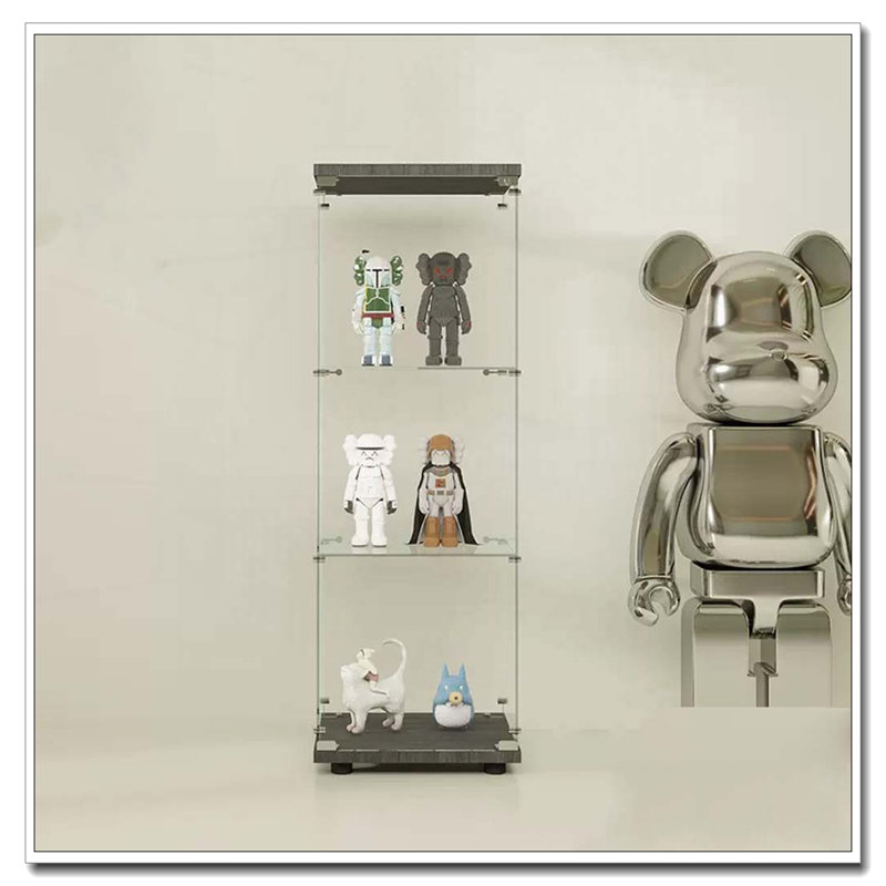 Armoire en verre à une porte avec 3 tablettes, H 49,3 po x l 16,7 po x P 14,3 po, Noir
