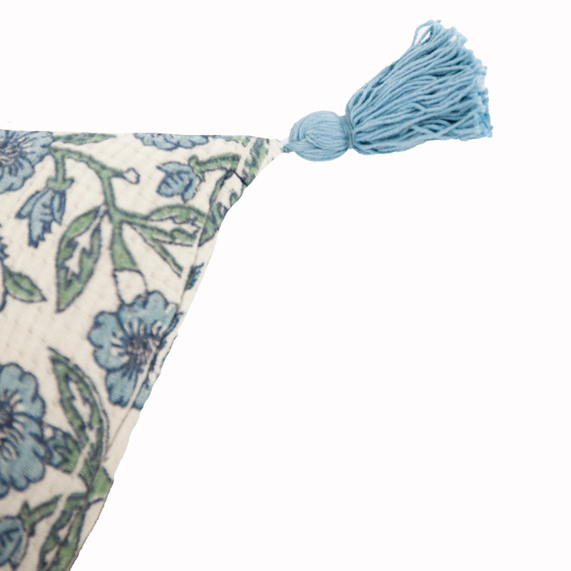 Delphine Floral Rectangular Throw Cushion, Blue