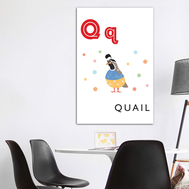Alphabet Flash Card Q - impression d'art graphique, H 60 po x l 40po x P 1,5 po, Toile tendue, Pas de tapis