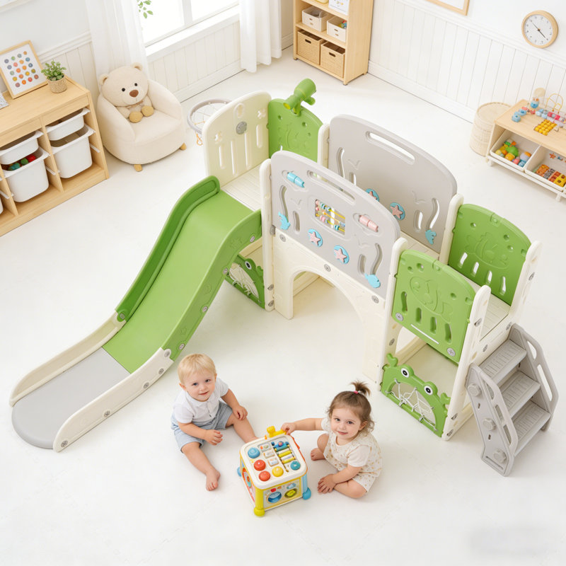 11 In 1 Toddler Slide, Kids for Toddler Age 1-3 Climber Slide Outdoor Indoor Playset, Green