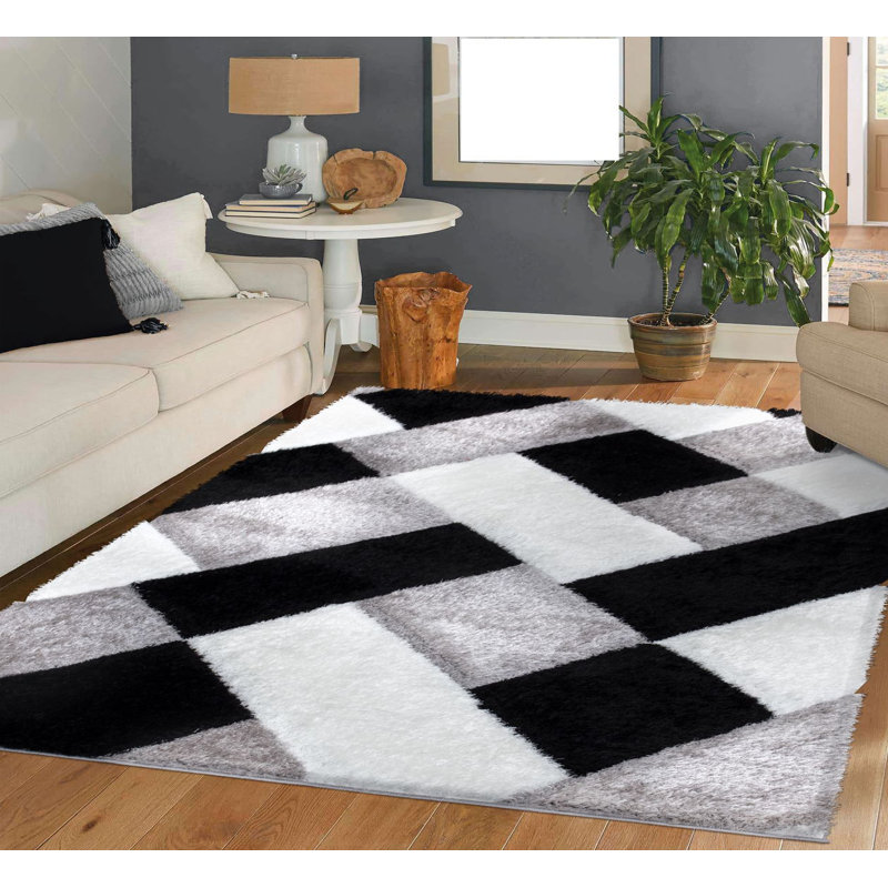 Kathlyn Geometric Shag Area Rug, Rectangle 200 x 290cm
