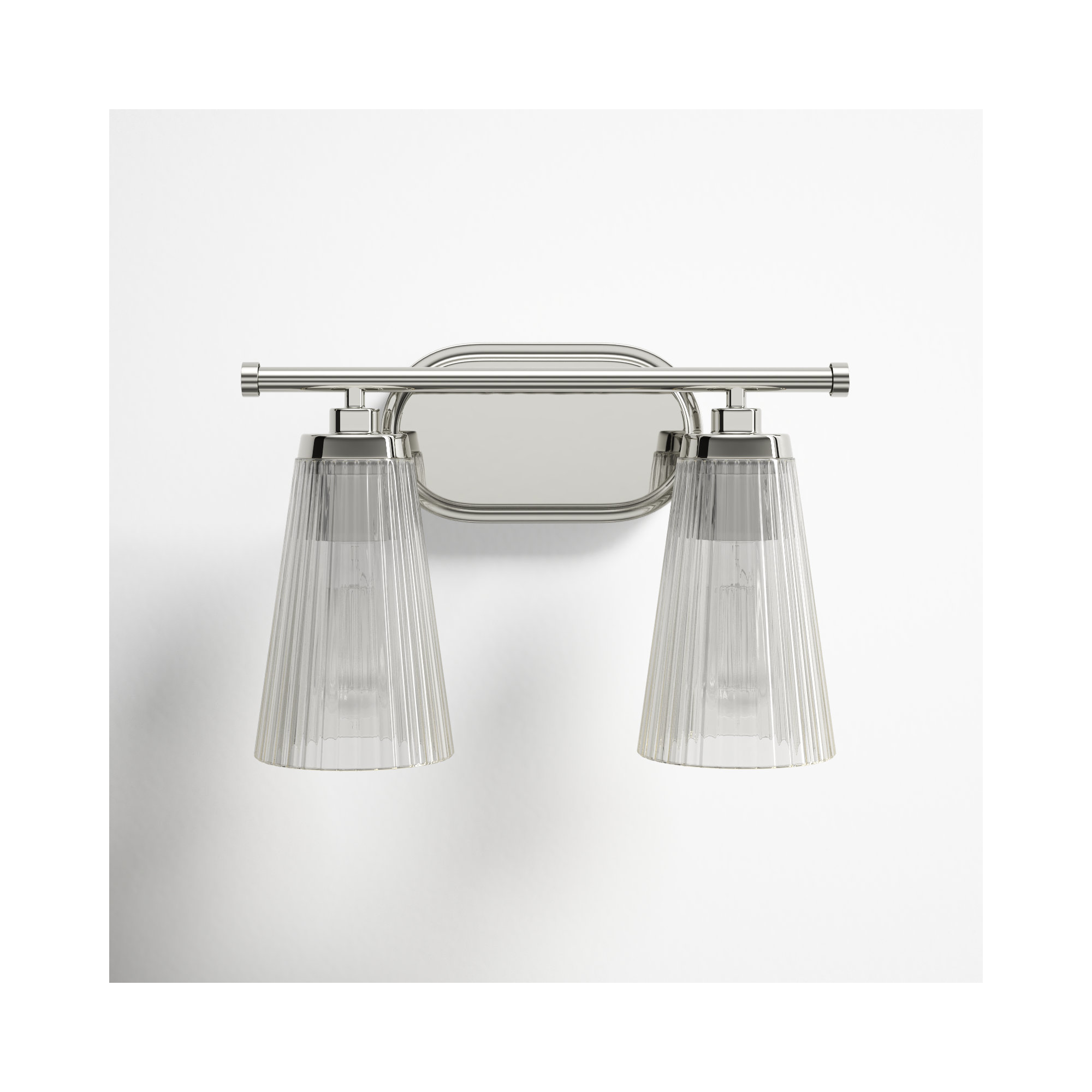 Jeanie Ribbed Dimmable Bath Sconce, Nickel, 10" H x 14" W x 14" D, 2 Lights