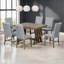 Ensemble de table de salle à manger extensible en bois massif de style Mid-Century de 7 pièces avec chaises rembourrées et rallonge pour 6 personnes de 12 po TopMAX, brun doré et coussin gris