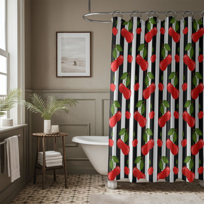 Cherry Wave - 1 Piece Standard Shower Curtain