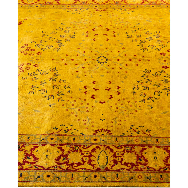 Overdyed Hand-Knotted Wool Modern-Contemporary Gold Area Rug 4' 8" x 7' 3"