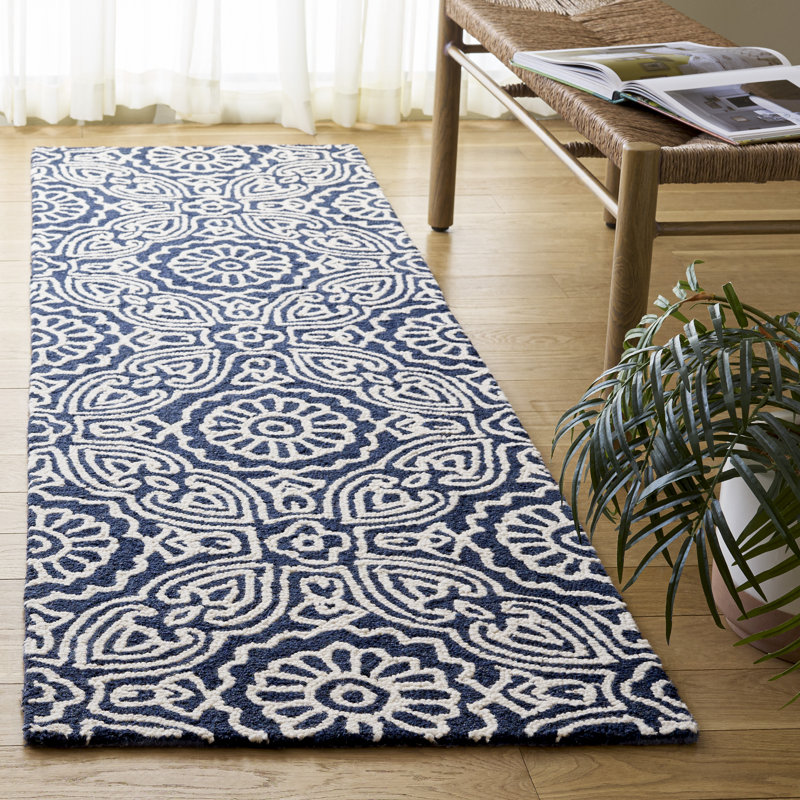 Blossom Hand Tufted Wool;Cotton Damask Indoor Rug, 2'-3" X 8'-0" Runner