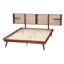 Lit plateforme très grand en bois de frêne de style Mid-Century avec tablettes intégrées Fowey Baxton Studio Elvina-106679586