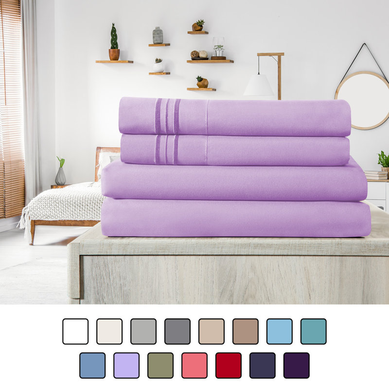 Microfiber Sheet Set, Twin Sheet Set + Fitted Sheet + Pillowcase, Lavender