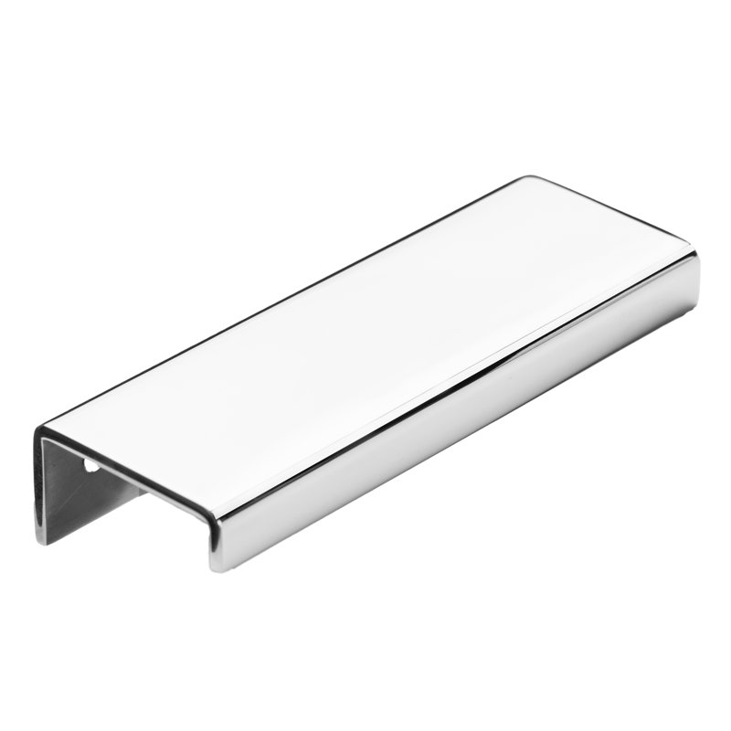 Modern Cabinet Finger Edge Pull, Polished Stainless Steel, 18.89