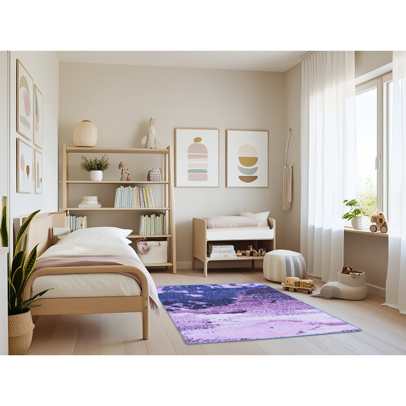 Tapis bleu / violet clair Hura, Rectangle 4 pi x 6 pi