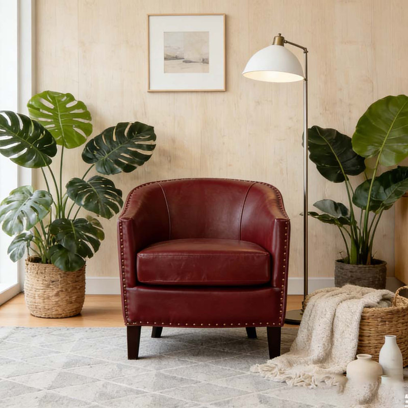 Fauteuil club en cuir, Rouge