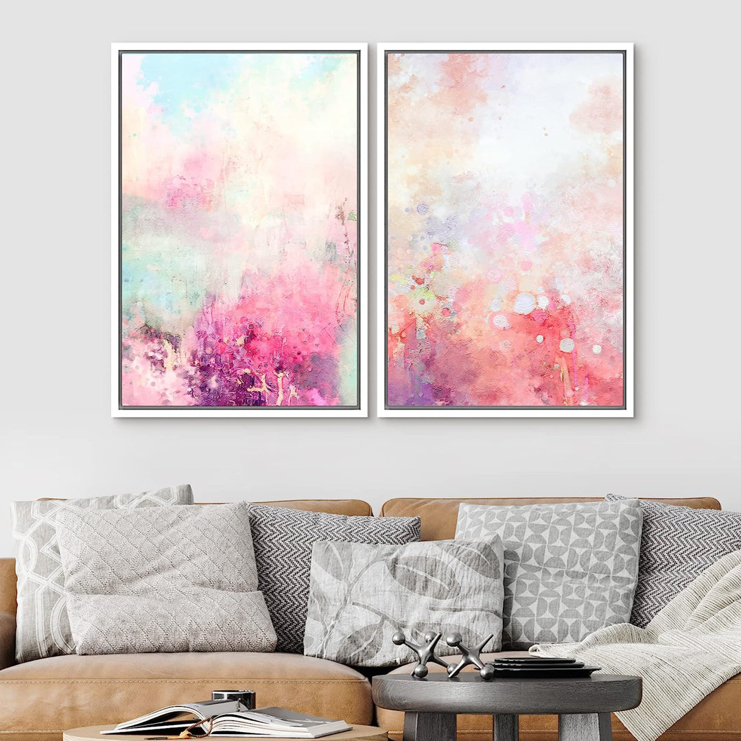Colorful Brushstrokes " Pastel Rainbow Paint Landscapeism Colorful " 2 - Pieces SIGNLEADER 