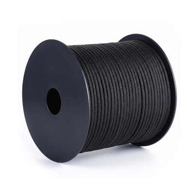 Paracord Rope 5/32 in x 200 ft Nylon Parachute Cord 550 Tactical, Survival Cord, Heavy Duty 7 Strand, 600 lbs High Breaking Strength, Utility Rope, for Outdoor Camping & Bracelets, Black
