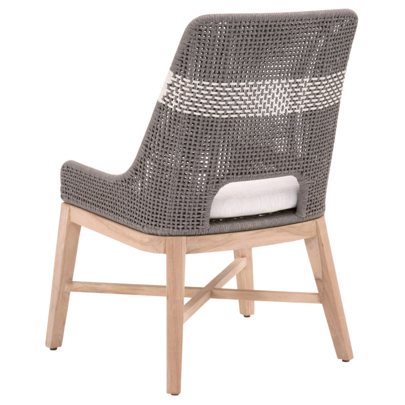 Chaise d'appoint, Corde plate colombe / teck, Blanc