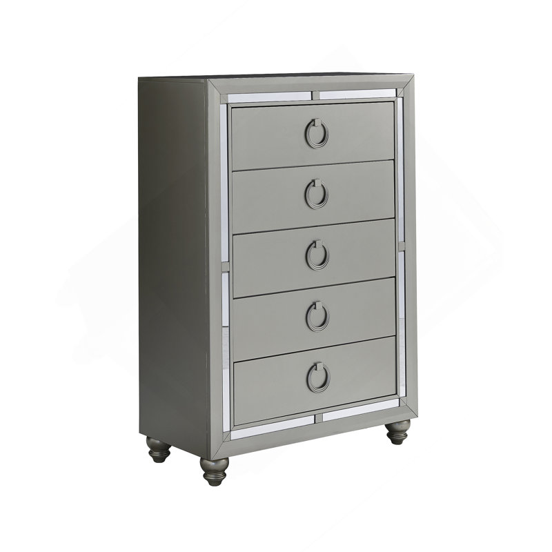 Commode verticale en bois manufacturé avec 5 tiroirs