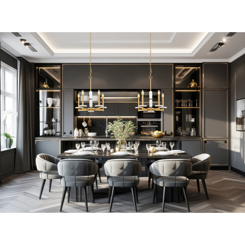 Lustre moderne Kaden, Doré, H 20,5 po x l 18 po x P 18 po, 5 lumières