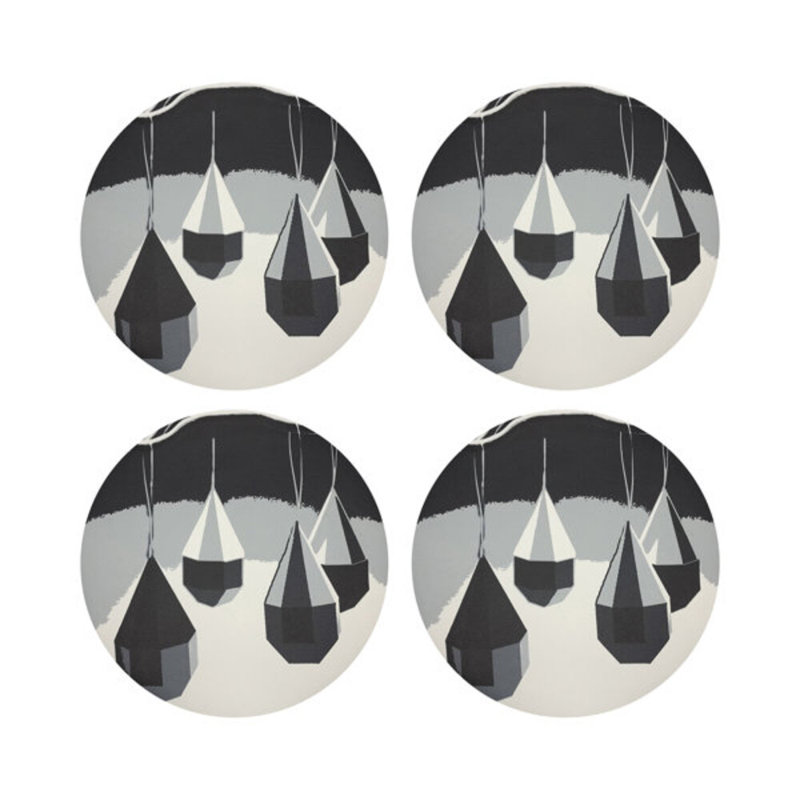 Ornaments Pebble 16" Vinyl Placemat, Black/White